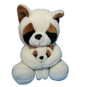 Mama and Baby Racoon Plush White Brown Black Stuffed Animal Toy Unknown Brand